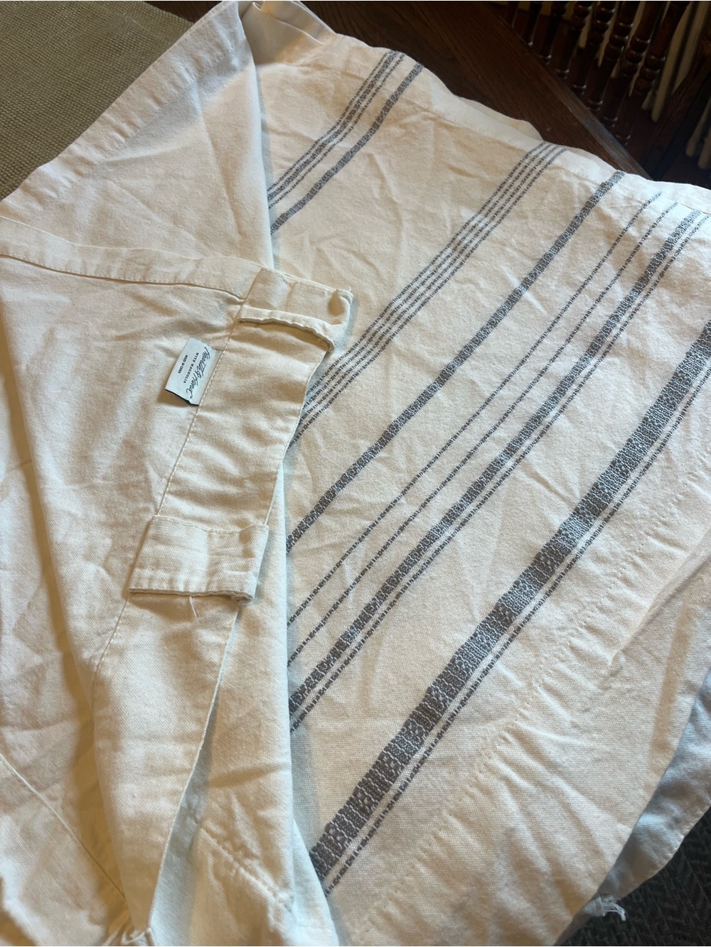 Hearth & Hand Cream Shirt Jacket with Gray Stripes